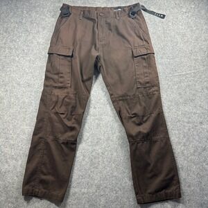 WXYZ MFG CO Cargo Pants Men 34 Brown Loose Fit Adjustable Waist Utility